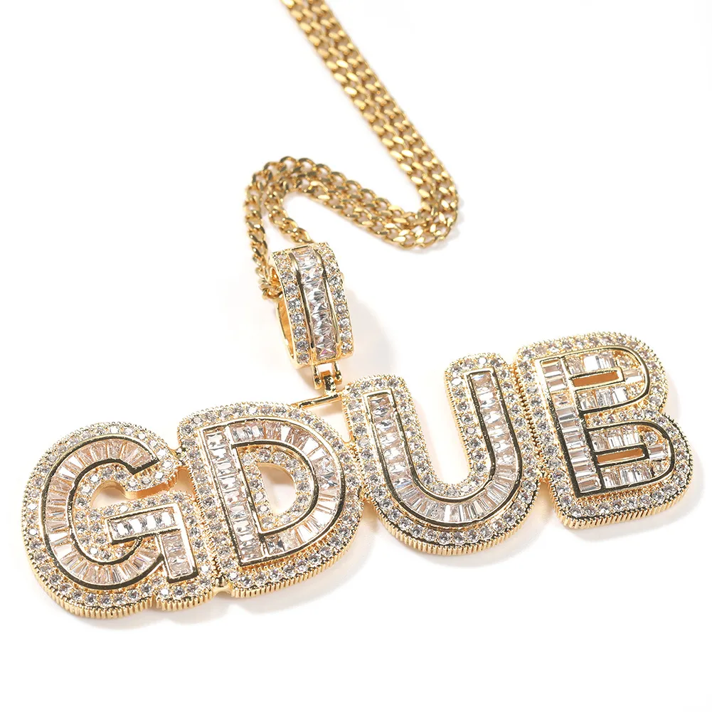 A-Z Custom Name Letters Necklaces Mens Fashion Hip Hop Jewelry Large Crystal Sugar Iced Out Gold Initial Letter Pendant Necklace