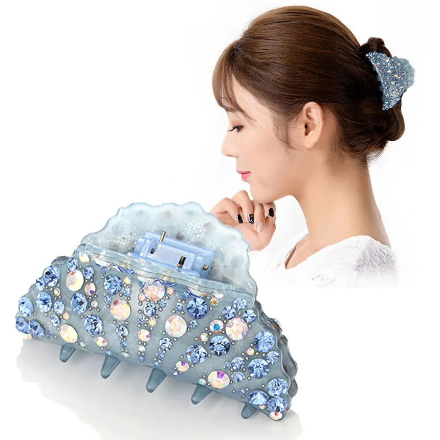 Grote Klauw Rhinestone Paardenstaart Houder Clip - Cellulose Acetaat Haar Accessoire Sieraden Ornament voor Vrouwen Meisje Tiara Wear