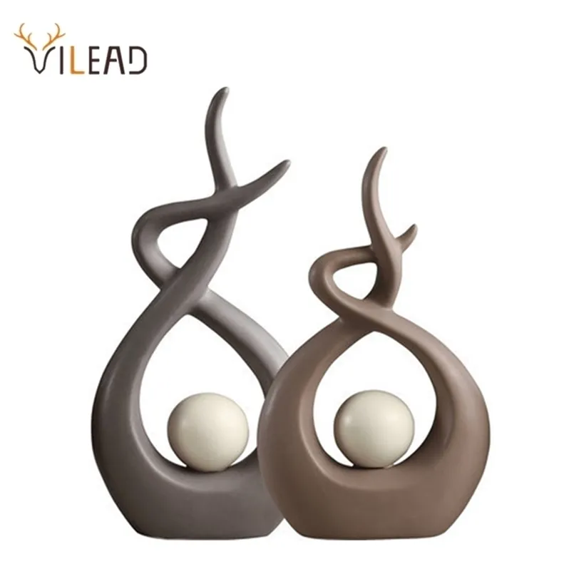 Vilead Ceramiczne Figurki Streszczenie Miniaturowe posągi Nordic Creative Table Desktop Strona główna Salon Dekoracje Akcesoria Prezenty 211108