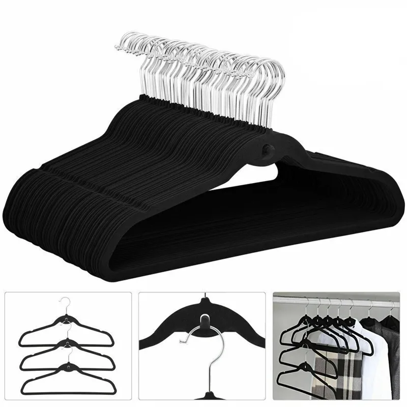 10/20st Multi-Purpose Non Slip Velvet Hanger Suit Shirts Dresses Clothes Hangers With Hooks Home Garderob Organizer E2S 210318