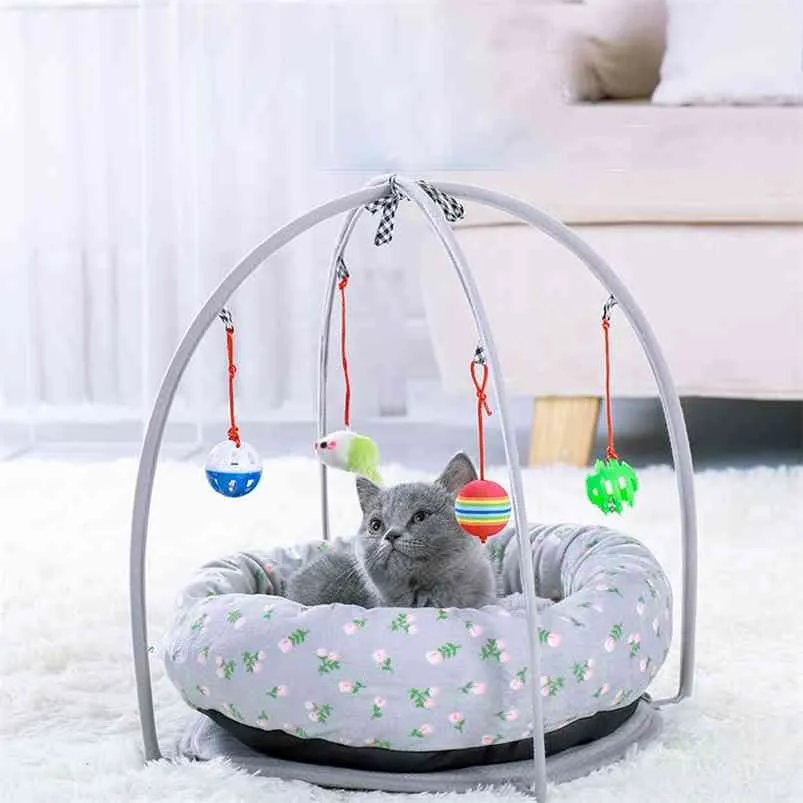 寝ている快適なかわいい猫のベッドプレイバスケットの暖かいマットトレイのグッズホーム居眠りキャットハウスマスコタス210722