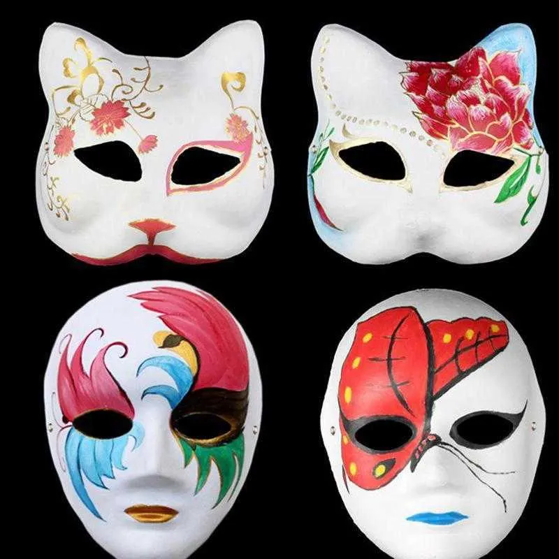 Hand Painted Halloween Full Face Mask Co With Pulp Plaster And Covered  Paper White Masquerade Mask Co For Parties And Sea Shipping DHJ60 From  Jimjames, $0.75