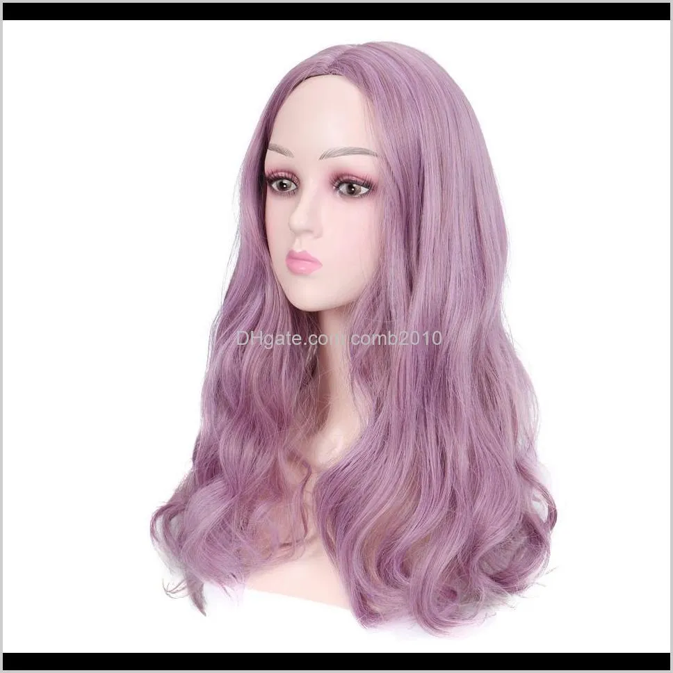 mumupi long mix purple womens wigs middle part heat resistant synthetic wavy wigs for women african american