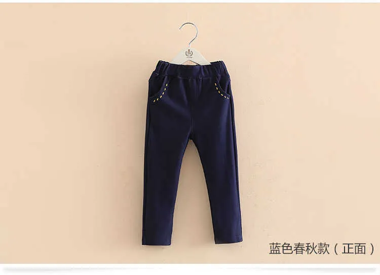  Spring Autumn Trousers 2-10T Years Children Cotton Solid Color Pattern Basic Elastic Capri Little Kids Girl Skinny Pants (9)