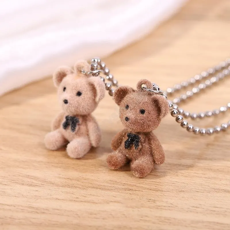 Simpatica collana con pendente a forma di orso di peluche per ragazze, donna, moda coreana, orso, maglione, collane a catena, collane adorabili