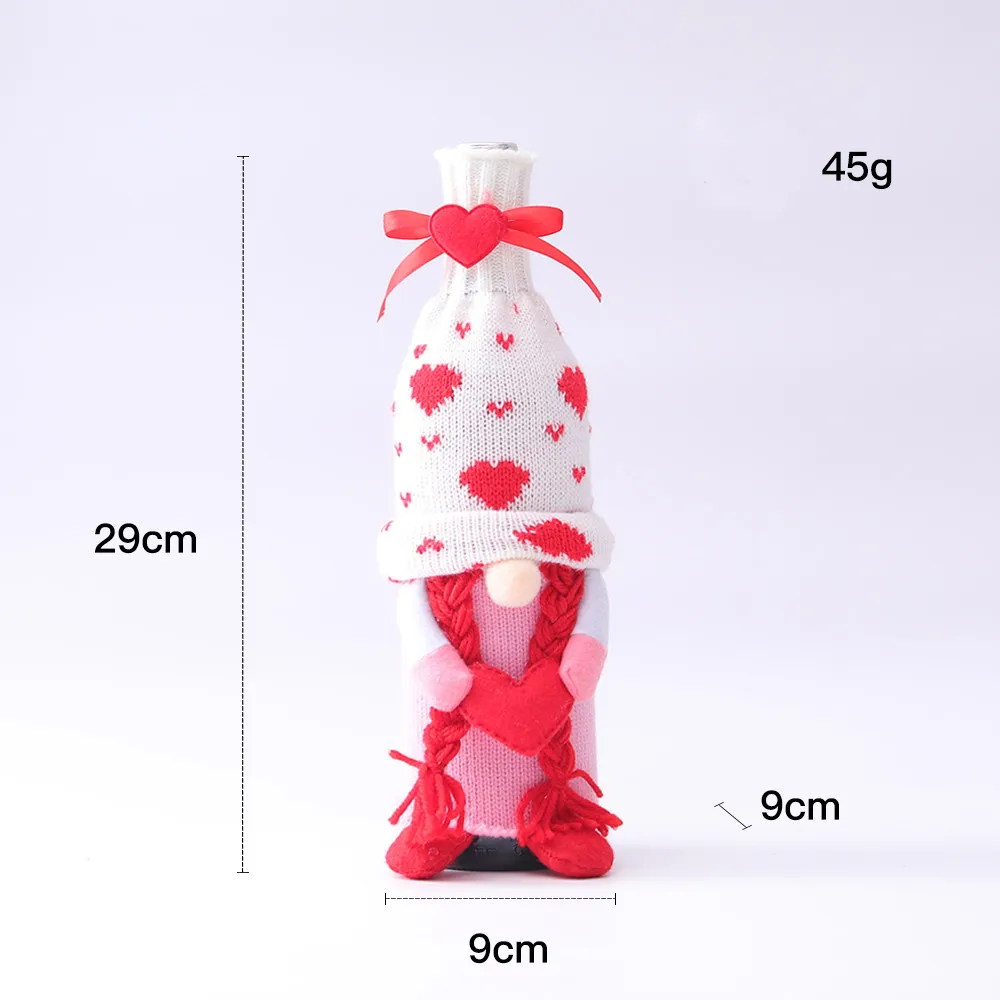 Valentine Day Wine Case Cover Decoration Faceless Doll Love Wine Bottle Bag Set Household Home Decoration HH21-32