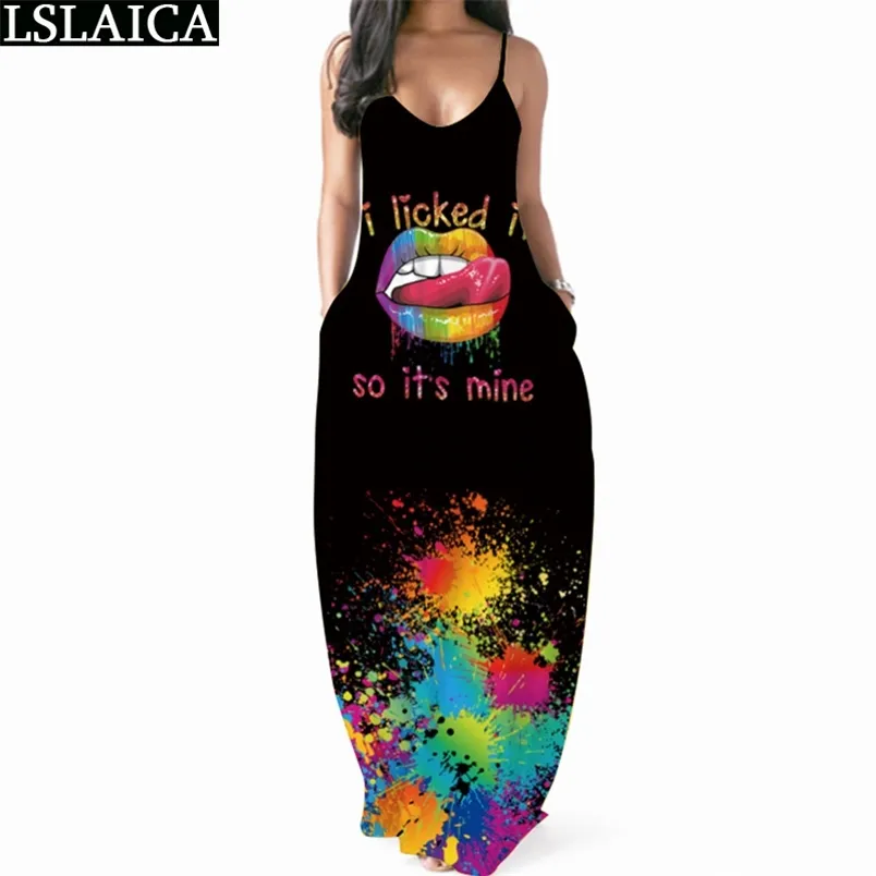 女性のためのセールスサスペンダードレス袖のないプリント緩いビーチホリデーサマードレスファッションエレガントなパーティーローブフェムメ210515