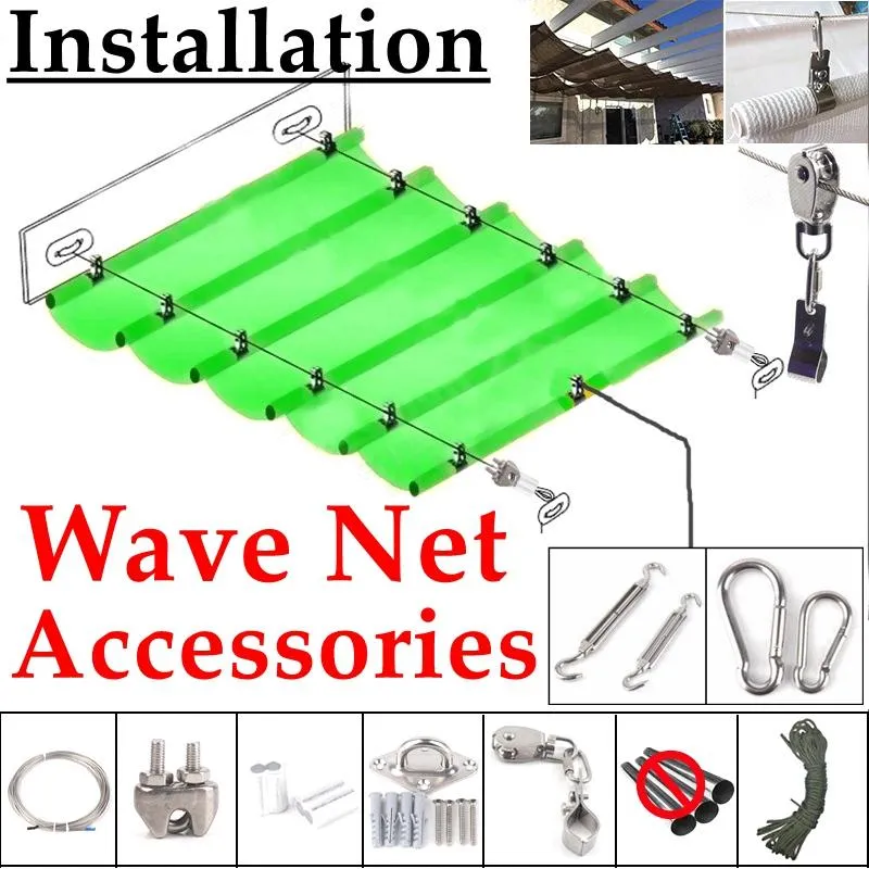 الظل SS304 Wave Sunshade Nets التثبيت أجزاء ملحقات صافية