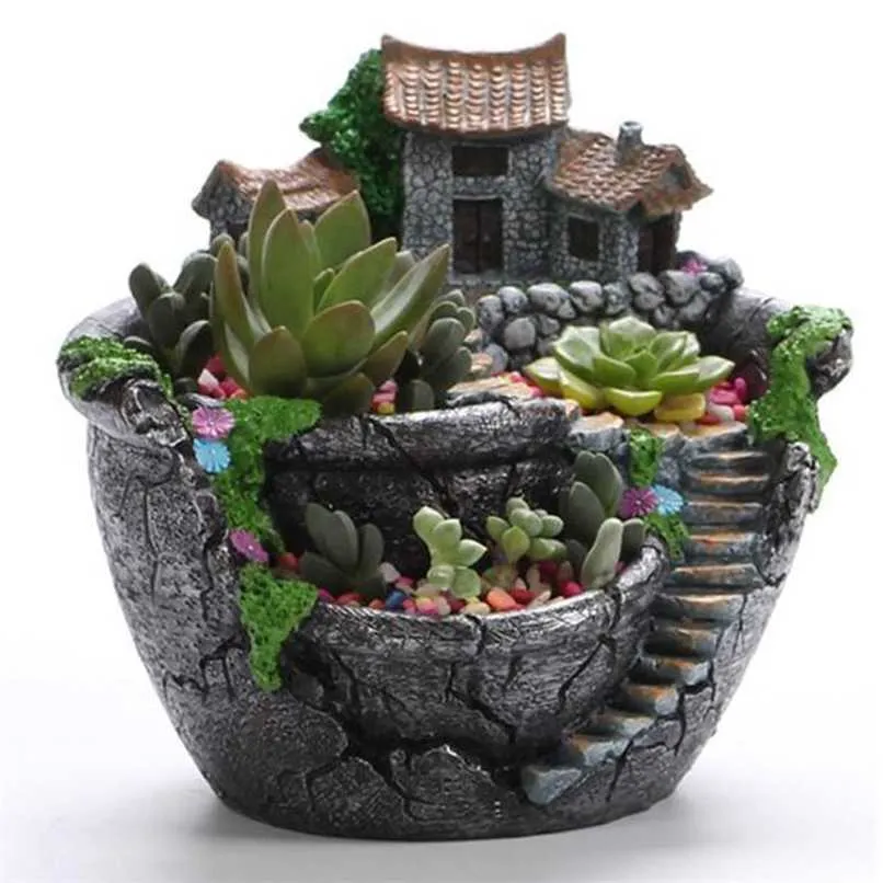 Суккулентные растения Planter Flower Plower Plower Plose Point Desktop Grounder Hotelder Home Garden 211130