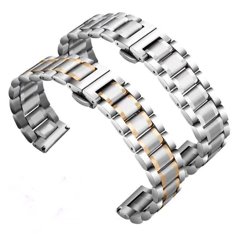 Bracelet de montre universel 304 bracelet de montre en acier inoxydable boucle papillon plat en acier inoxydable bracelet de montre de remplacement H0915