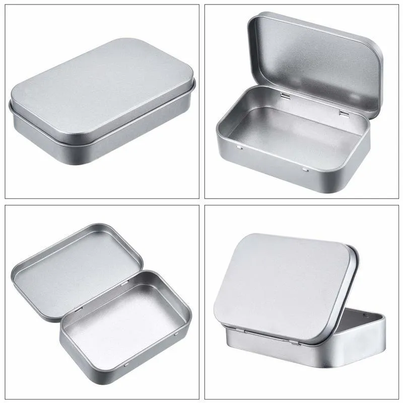 Opbergdozen Bakken Tin Small Lege Metal Silver Flip Box Case Organizer voor Money Coin Candy Sleutel Survival Kit