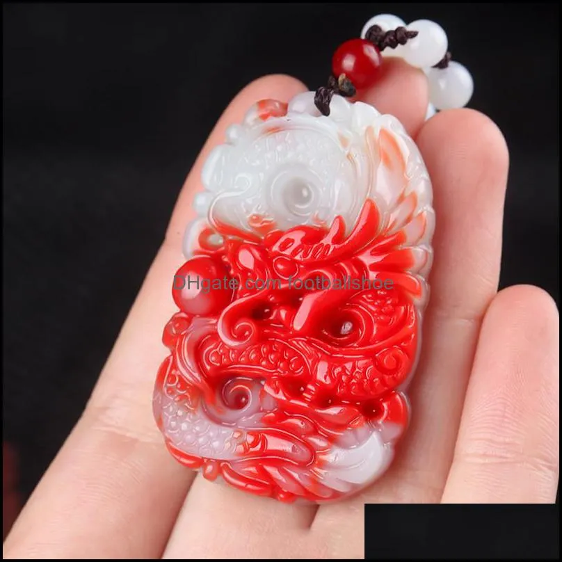 Chicken Blood Jade Dragon Pendant Dragon Play Bead Charms