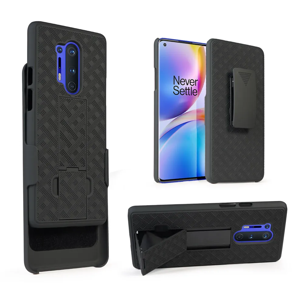 Étui à coque rigide hybride tissé 2 en 1, étui Combo avec béquille, Clip de ceinture pour Oneplus 8 Pro 1 + 8 Pro