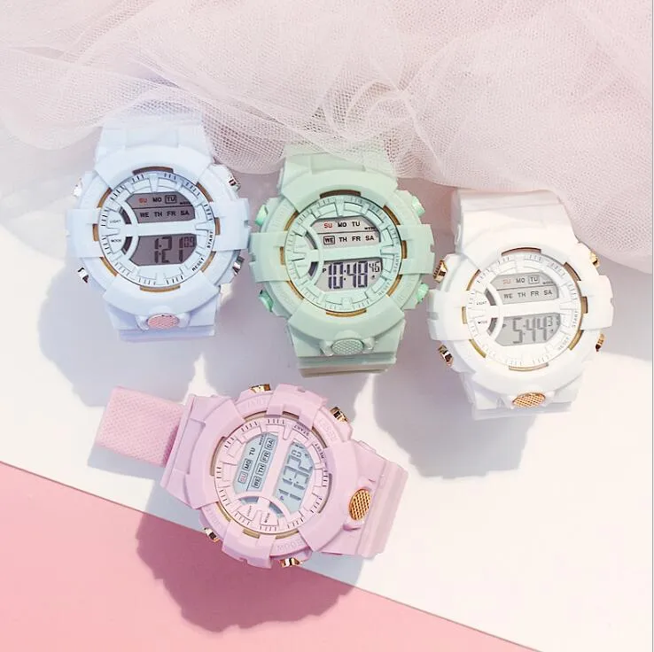 Montres numériques colorées unisexe hommes femmes mode élégant bonbons filles vie étanche LED réveil cadeau