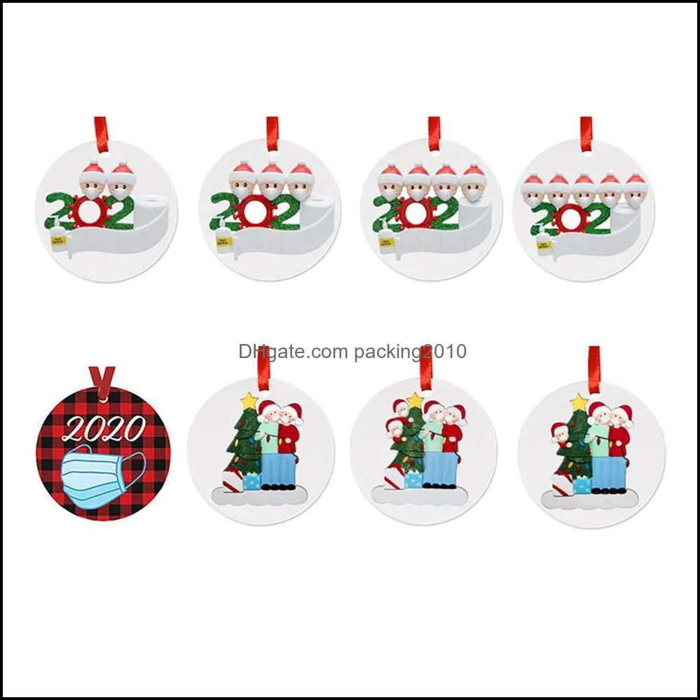 30style Ceramic Christmas Ornaments 3 Inch Round Tree Pendant Santa Wearing a Mask Decorations a25