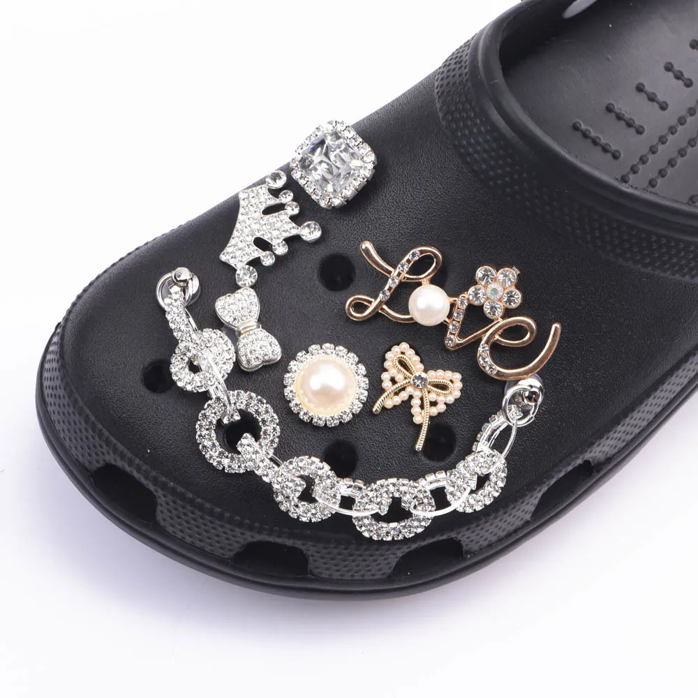 Black Charms Shoe Shinning Jibbitz Bling Shoe Clogs Custom 