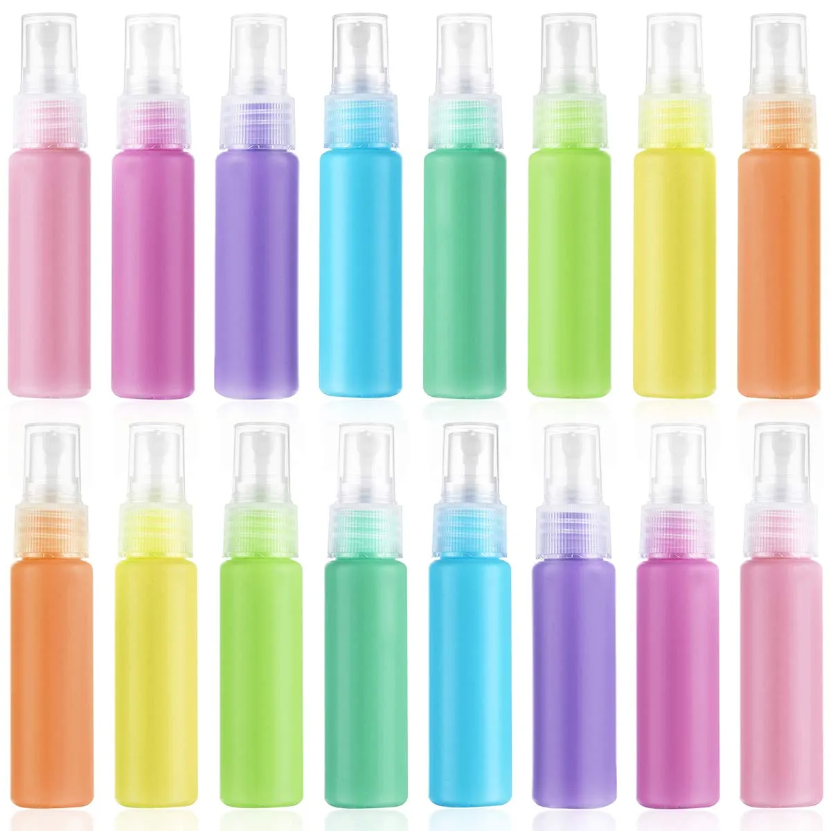 30 ml 1oz botellas de pulverización de plástico de color colorido con pulverizador de la bomba de atomizador transparente, talla de viaje de niebla fina recipiente cosmético líquido reutilizable