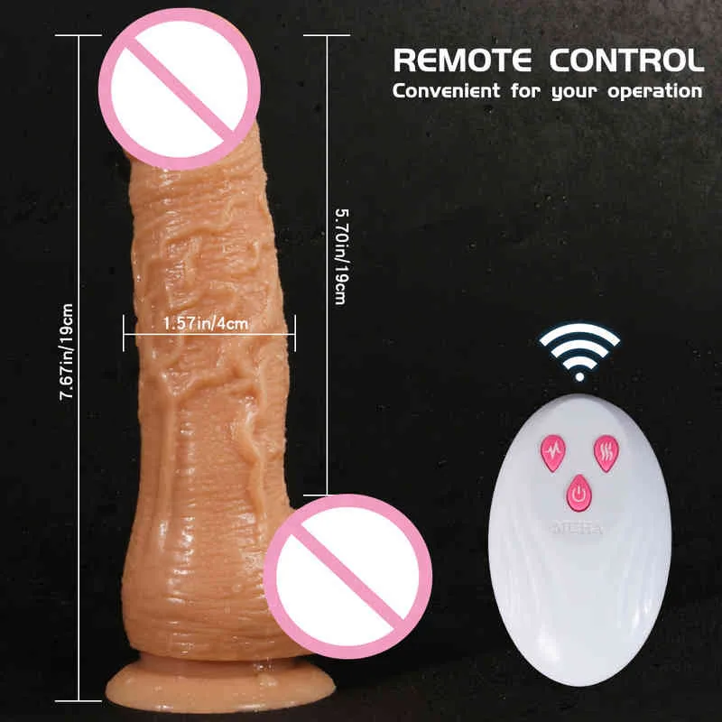 NXY Dildos Dongs Kontrol Remoto Inalámbrico Rotación Teleskópica Vibrador Consolador Realista Adulto Sexo Juguetes Sexuales Para Mujer Grande Pene Vajina 0108