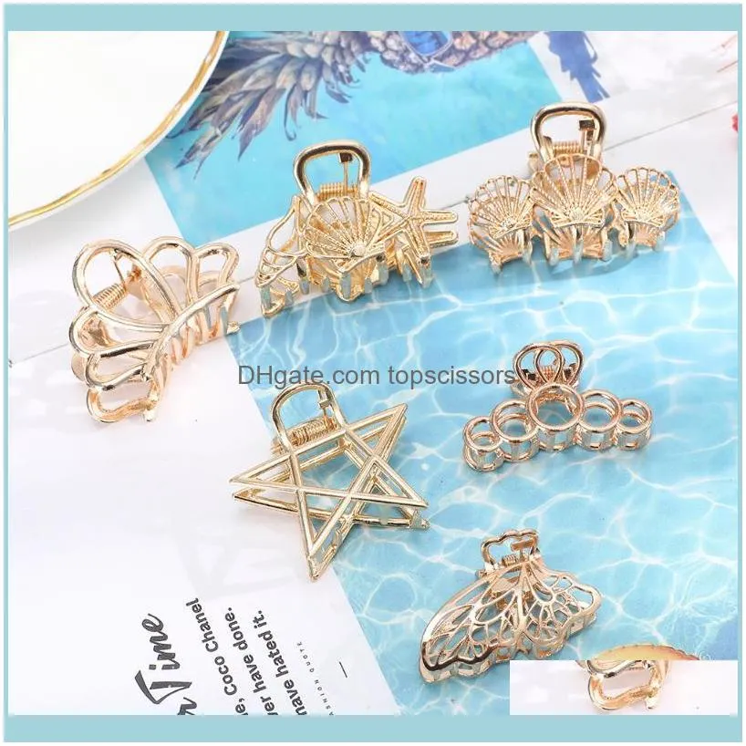 Haimeikang Women Girls Geometric Hair Claw Clamps Metal Crab Moon Shape Clip Solid Color Hairpin Large Size1