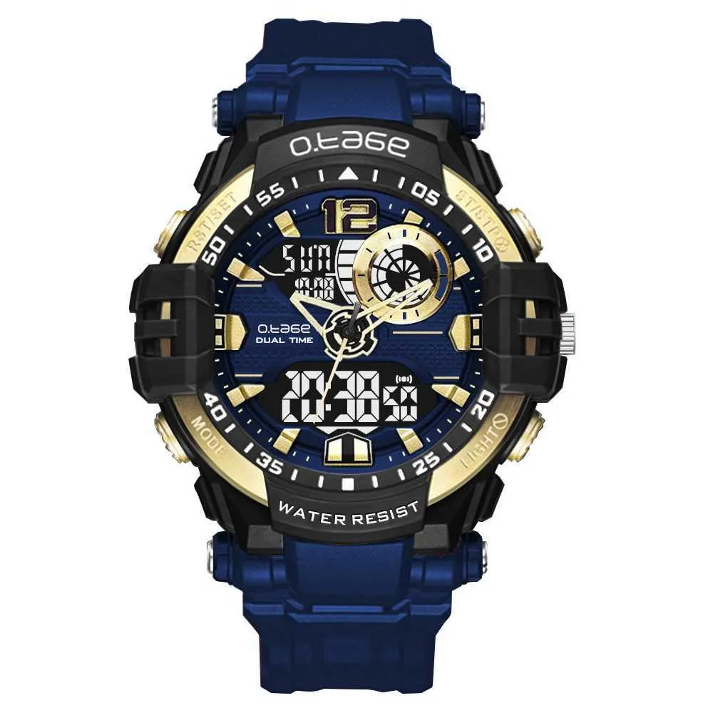 O.Tage Mens Analog Dijital Su Geçirmez Açık Spor İzle Askeri İşlevli Alarm Takvim Chronograph İzle G1022