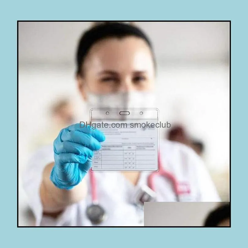 Name ID Badge Holder Vaccination Card Protector Business Files 4x3 in Clear Plastic Sleeve Cover Waterproof Resealable