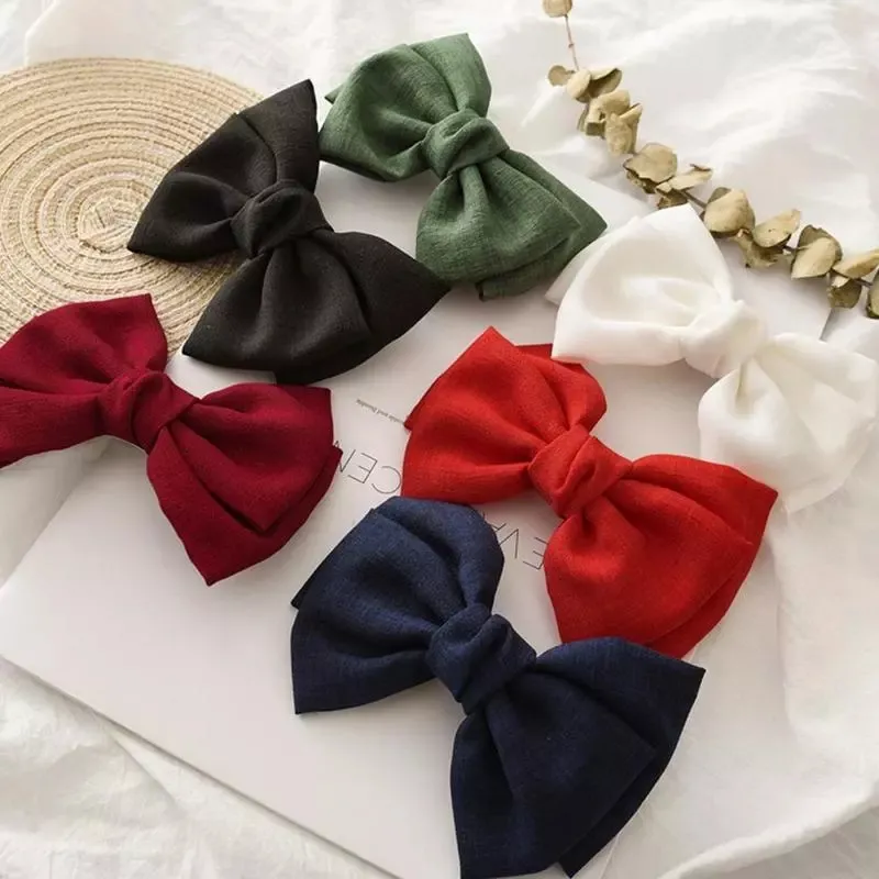 소녀는 새로운 대형 활을 knot hairgrips linen barrette 여자 클립 Acessories 포니 테일 우아한 머리카락 머리카락 머리핀