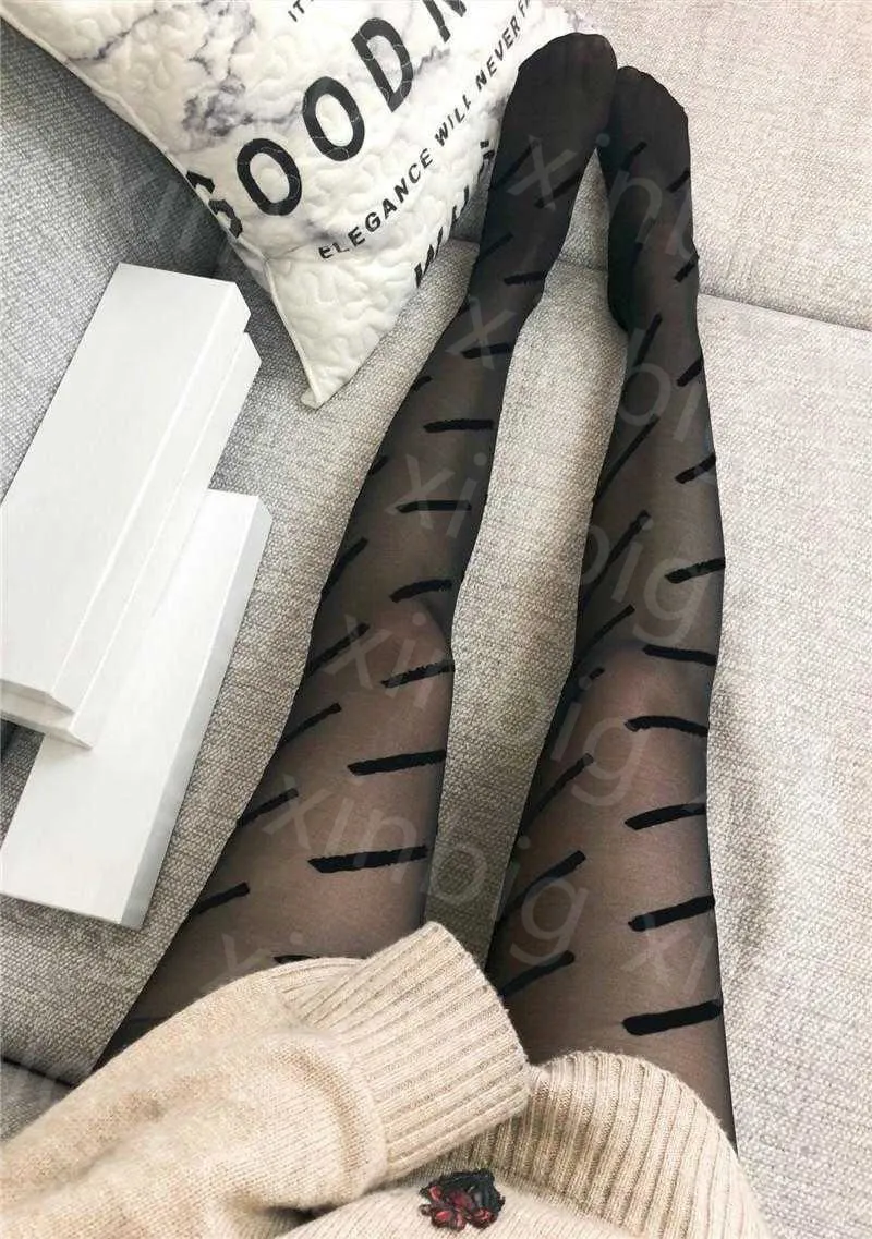 Femmes Sexy Bas Hipster Collants Soie D'été À La Mode Dame Chaussettes Bonneterie Taille Haute Collants Marque Collants Mode Lettre imprimer sous-vêtements cfgf