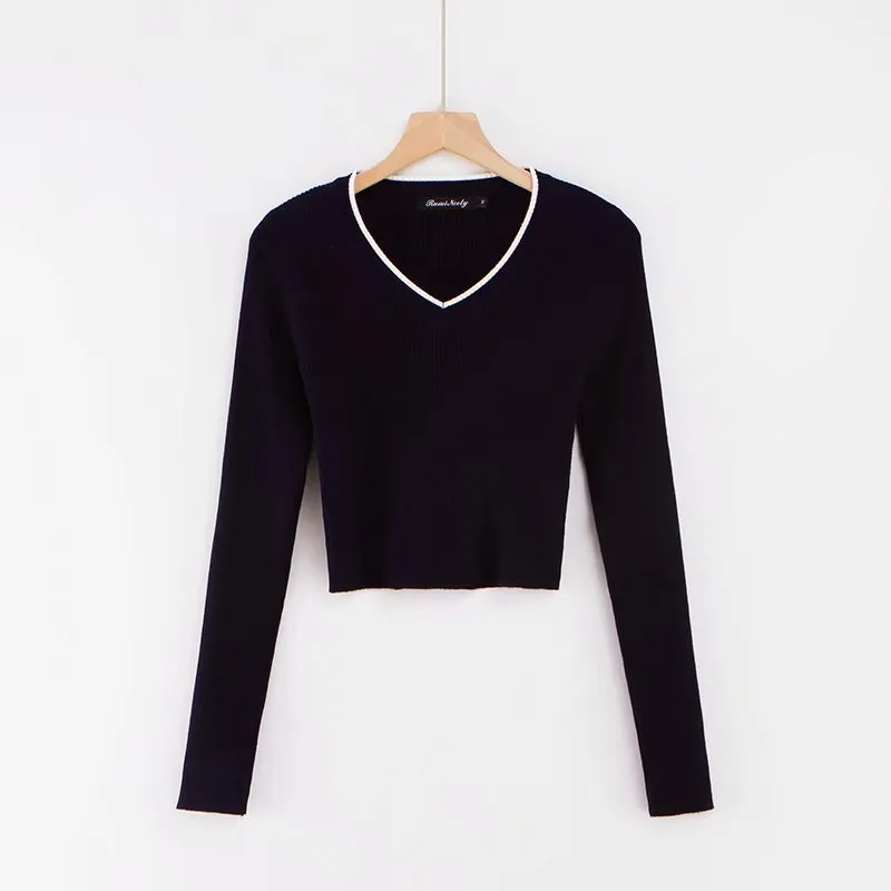 Spadek Crop Sweter Kawaii Śliczne swetry Dzianiny Sweter Różowe Kobiety Zimowe Ubrania Kobiet Sweter Sweter Sexy Topy 210426