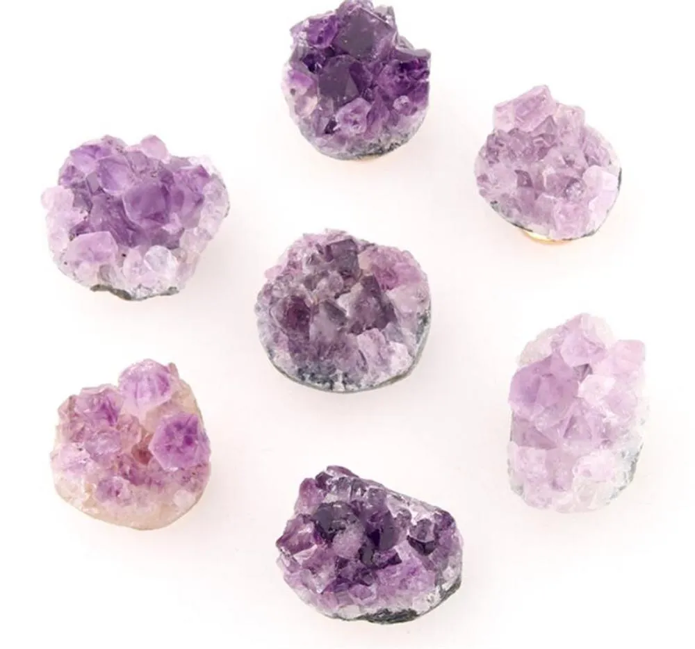 Factory Home Natural Amethyst Crystal Knobs Cabinet Stone Pulls Gemstone Handles for Cupboard Drawer Dresser Office
