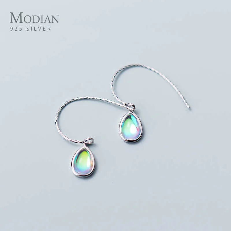 Classique 925 Sterling Silver Vintage Opal Crystal Drop Boucles D'oreilles De Mode Or Couleur Dangle Oreille Pour Les Femmes Fine Jewelry Cadeaux 210707