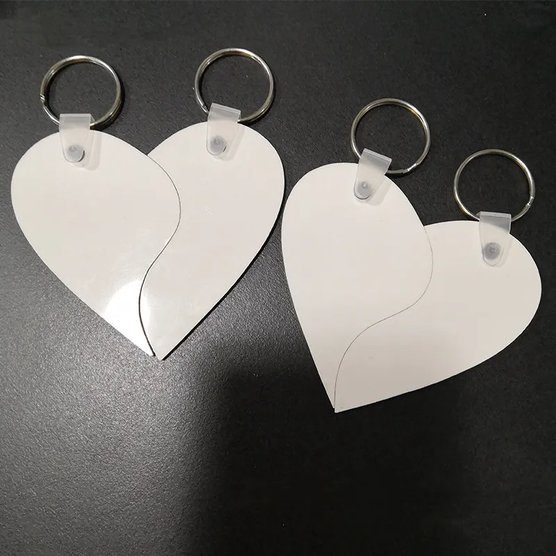 Sublimation Couple Keychains MDF Wooden Heart Pair Key Chain Heat Transfer Printing Keychain Ring DIY Custom Valentine's Day Favor Gift Wholesale Grocery Supplier