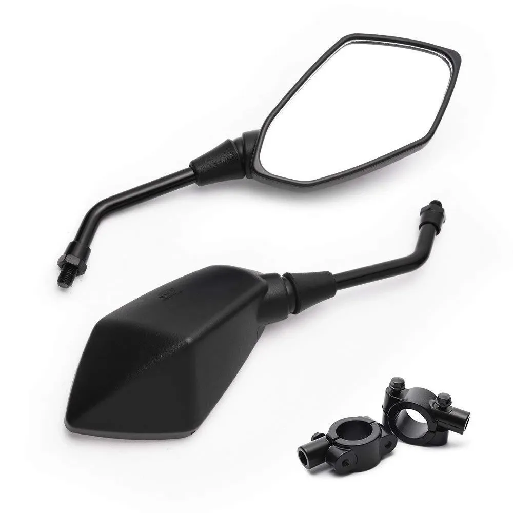 2Pcs/pair Motorcycle Mirror 10mm 8mm Screw Glass Clear Rear View Moto Handlebar Decoration Mirrors Black Classic Fashion