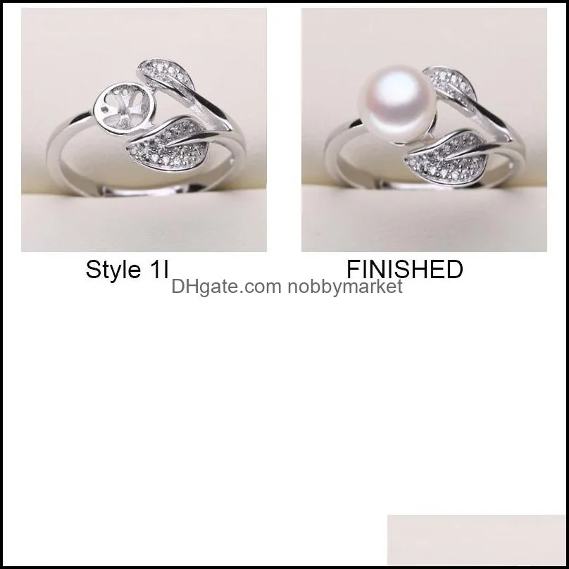 Fashion DIY Pearl Rings Settings 925 Sliver Ring For Women 9 Styles DIY Rings Adjustable Size Jewelry Settings Christmas Gift Jewelry