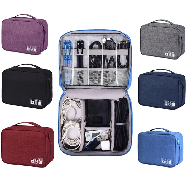 Travel Digital Accessories Storage Bag Portable USB Cable Charger Gadget Devices Organizer Travel Nylon Cable Case Bag