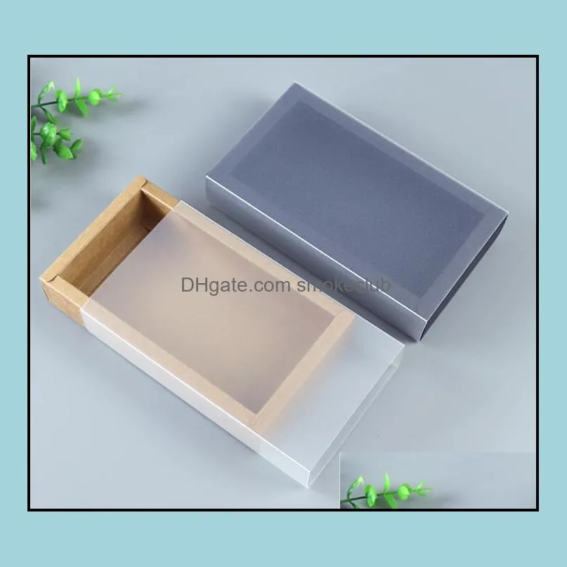 Gift Wrap 10pcs Kraft Drawer Box For Candy Cookie Packaging,black Paper Wedding Favor Boxes,brown Baby Shower Party Bags,soap Boxes