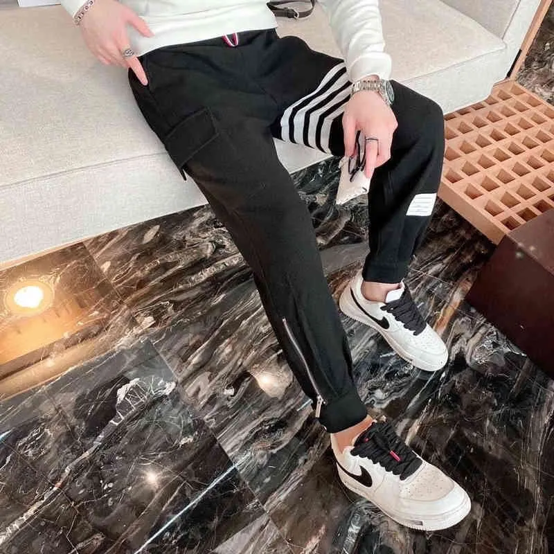 メール便対象 メンズパンツトム秋冬カップルワッフル3バースポケットスプライシングオーバーオールtbカジュアルパンツ男性と女性7v0d 怒髪天怒髪天 Www Parkdance Co Uk