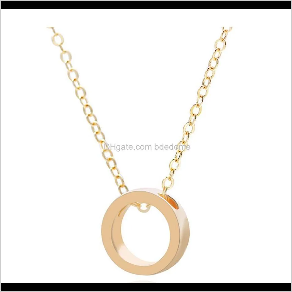 ring circle pendant necklace gold/ silver/black color plated with metal o chain for women girls gift