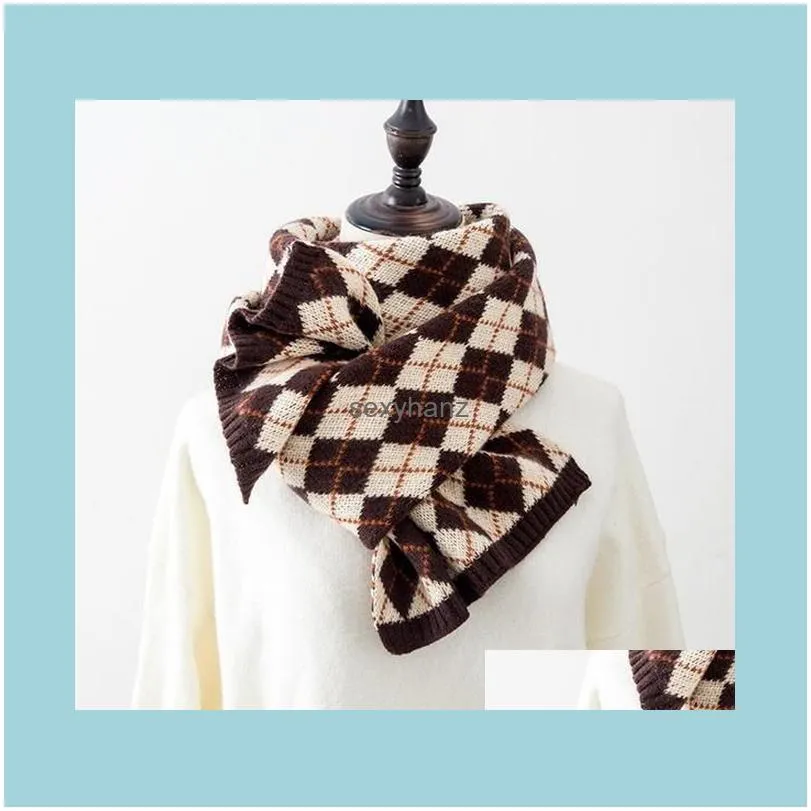 2020new autumn winterKorean thickened warm shawl retro diamond lattice knitted wool women`s scarf couple warm scarf hijab
