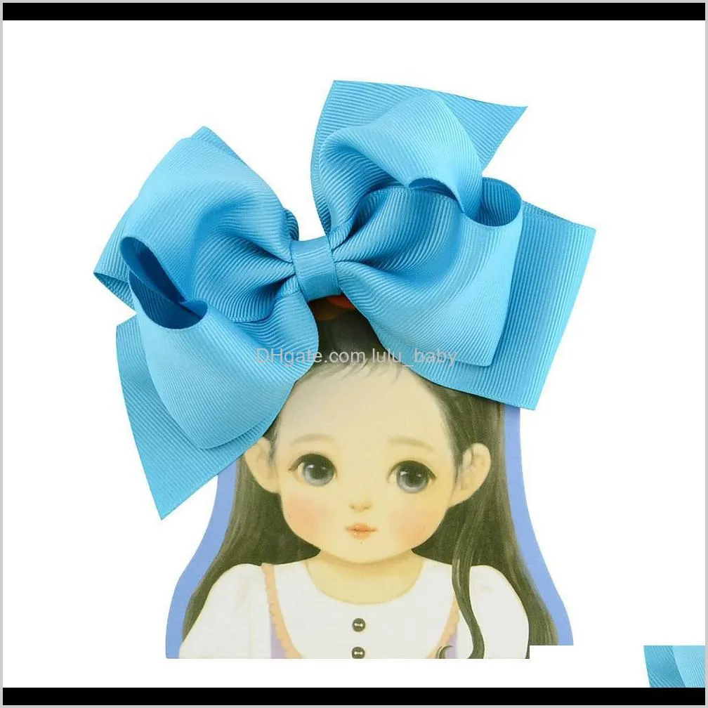 6inch 6 inch double stacked hair bow solid ribbon for kids girls baby boutique hair accessories with clip headwear