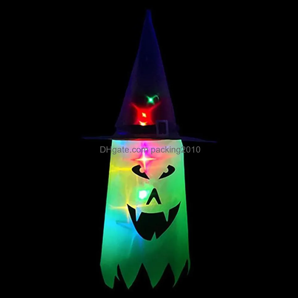 Glowing Halloween Decoration Holiday LED Lighting Hat Can Be Worn On The Head Or As A Pendant Witch Hats Garden el Wedding Decor a190p