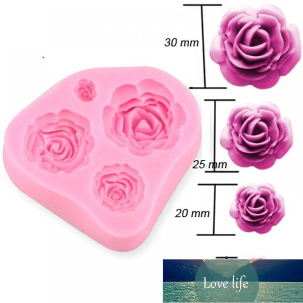Narzędzie 1 Sztuk 3D Rose Kwiaty Kształt Cake Mold 4 Rozmiary Silikonowe Różowe Kremówka Czekoladowe Mydło DIY Pieczenia formy