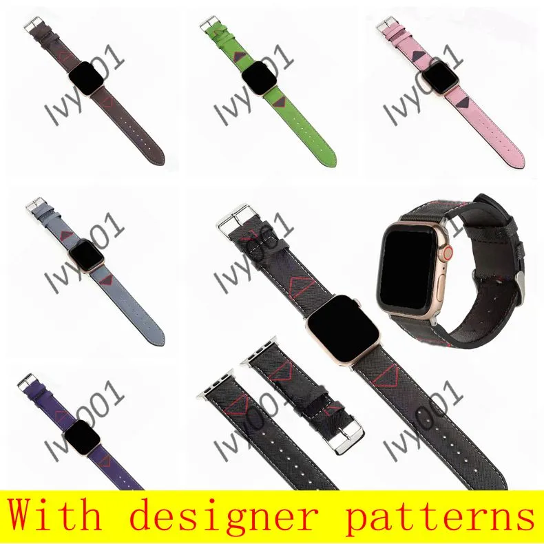 P designer straps Watchbands Watch Band 41mm 42mm 38mm 40mm 44mm 45mm iwatch series 2 3 4 5 6 7bands Leather Strap Bracelet Fashion Stripes A21