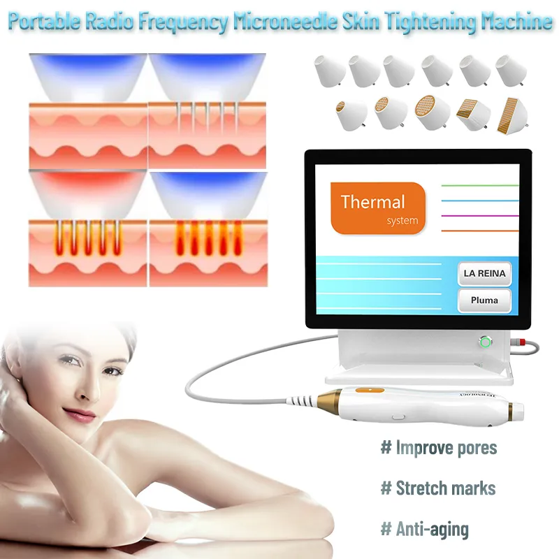 Taşınabilir Kesirli RF Microneedle Cilt Gençleştirme Termal Güzellik Makinesi Yüz Germe Kırışıklık Çıkarma