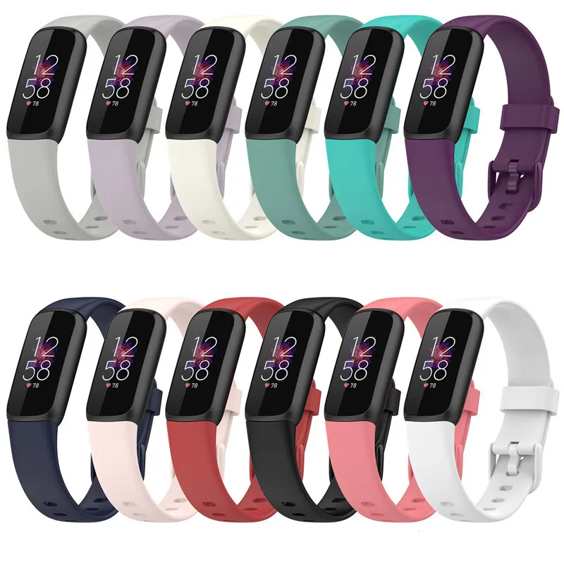 4 Pack Bands For Fitbit Luxe Bands, Soft Silicone Wristband Replacement Strap For Fitbit Luxe/Luxe Special Edition Fitness Tracker Women Men (Black/Starlight/Abyss Blue/Avocado Green, Small