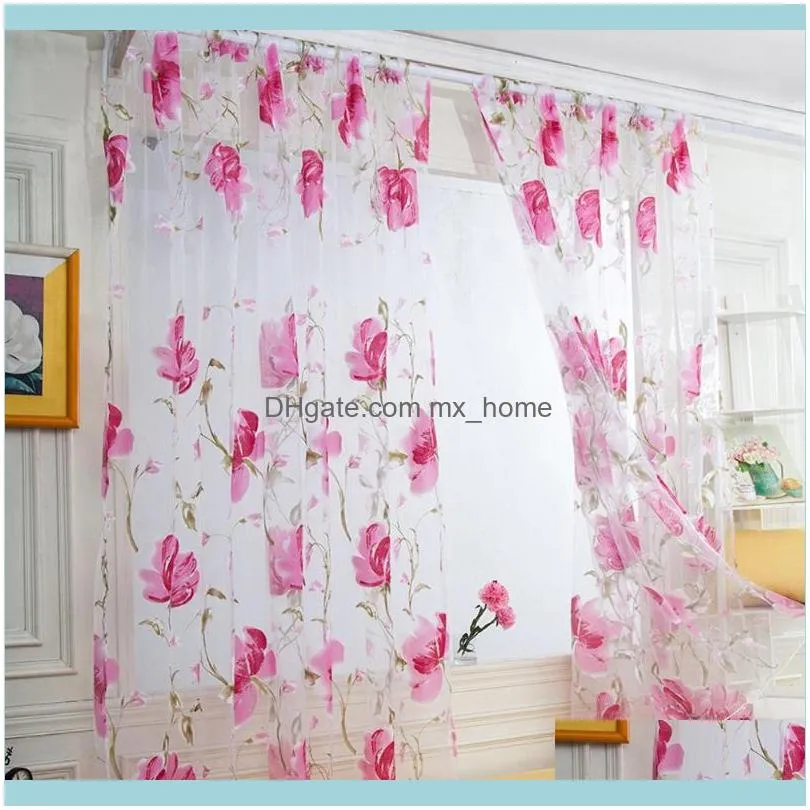 Curtain & Drapes Tulle Sheer Curtains Brilliant Flower Pattern Vines Leaves Door Window Drape Panel Scarf