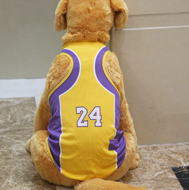 Stora hundar hundkläder väst basket jersey coola andningsbara husdjur katt kläder valp sportkläder vår sommar mode bomull skjorta lakers 6xl a84