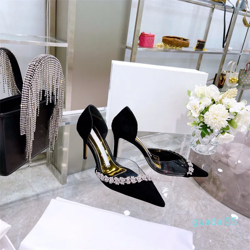 modne luksusowe wysokie obcasy damskie skórzane butów krysztarne ozdoby kwiatowe otaczają kryształowy pojedynczy projektant sznurka czarny sztylet