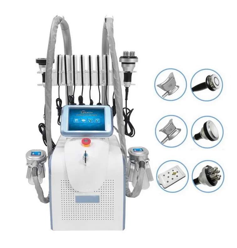 6 IN 1 Cryolipolysis Cryotherapy Slimming Machine Vacuum Fat Cavitation RF 650nm Lipolaser