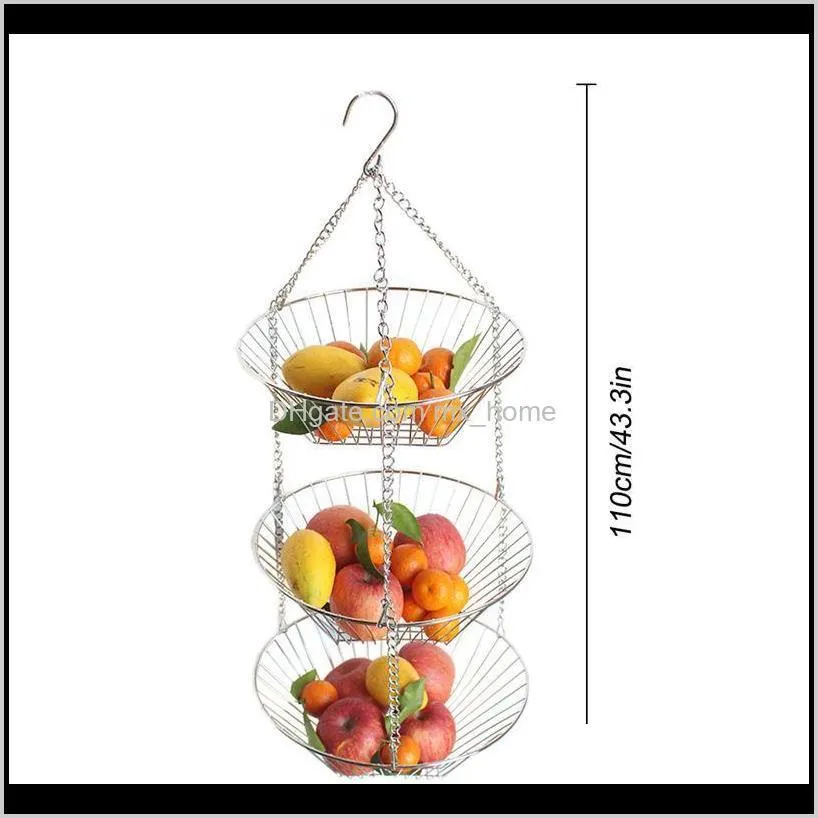 hanging fruit basket iron art 3-layer baskets fruit tray drain basket household bowl storage