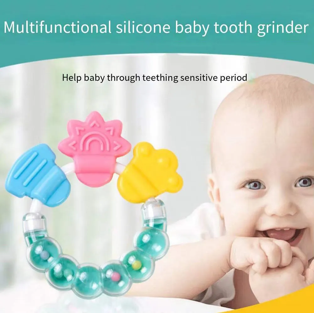 Colorful Bell Baby toy Teether Stick Cute Silicone Teething Bite Molar Rod Infant Rattle Toys